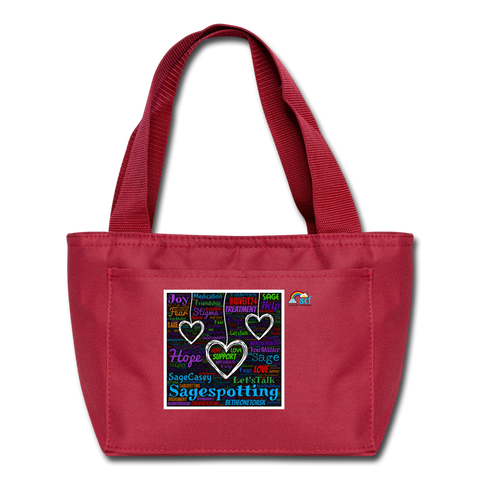 Three Hearts Lunch Bag - red