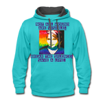 Unisex Contrast Hoodie - Sage Art by Tin Crow Art - scuba blue/asphalt