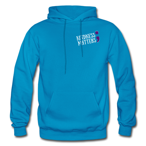 Unisex Pullover Hoodie - SCF Classic Logo / Kindness Matters - turquoise