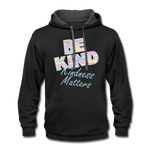 Unisex Adult Contrast Hoodie - Be Kind (WordCloud) - black/asphalt