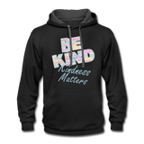 Unisex Adult Contrast Hoodie - Be Kind (WordCloud) - black/asphalt