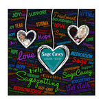 Hearts WordCloud Poster with Sage 16x16 - white