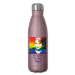 Insulated Water Bottle - Sage Portrait by Tin Crow Art/Classic SCF Logo - pink glitter