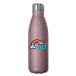 Insulated Water Bottle - Sage Portrait by Tin Crow Art/Classic SCF Logo - pink glitter