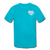 Kids' Athletic T-Shirt - Pocket WordCloud / Classic SCF Back Logo - turquoise
