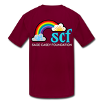 Kids' Athletic T-Shirt - Pocket WordCloud / Classic SCF Back Logo - burgundy