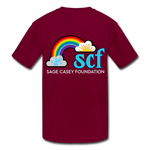 Kids' Athletic T-Shirt - Sage Portrait by Tin Crow Art/Classic SCF Logo - burgundy