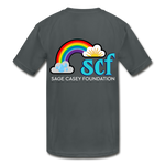 Kids' Athletic T-Shirt - Sage Portrait by Tin Crow Art/Classic SCF Logo - charcoal