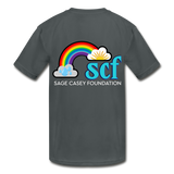 Kids' Athletic T-Shirt - Sage Portrait by Tin Crow Art/Classic SCF Logo - charcoal