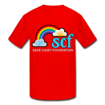 Kids' Athletic T-Shirt - Sage Portrait by Tin Crow Art/Classic SCF Logo - red