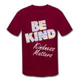 Kids' Athletic T-Shirt - Be Kind, WordCloud - burgundy