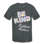 Kids' Athletic T-Shirt - Be Kind, WordCloud - charcoal