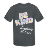 Kids' Athletic T-Shirt - Be Kind, WordCloud - charcoal