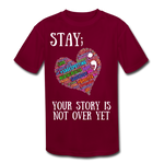 Kids' Athletic T-Shirt WordCloud Heart Semicolon /  Classic SCF Logo - burgundy