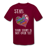 Kids' Athletic T-Shirt WordCloud Heart Semicolon /  Classic SCF Logo - burgundy