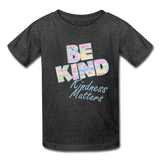 Kids' T-Shirt - Be Kind WordCloud - heather black