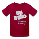 Kids' T-Shirt - Be Kind WordCloud - dark red