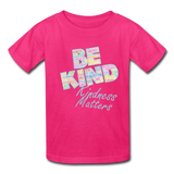Kids' T-Shirt - Be Kind WordCloud - fuchsia