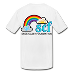 Kids' Athletic T-Shirt WordCloud Heart Semicolon /  Classic SCF Logo - white