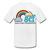 Kids' Athletic T-Shirt WordCloud Heart Semicolon /  Classic SCF Logo - white