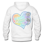 Unisex Adult Pullover Hoodie – Heart;(WordCloud)/SCF Classic Logo - white
