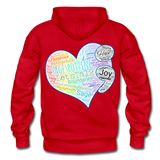 Unisex Adult Pullover Hoodie – Heart;(WordCloud)/SCF Classic Logo - red