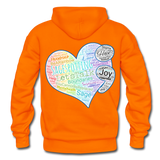 Unisex Adult Pullover Hoodie – Heart;(WordCloud)/SCF Classic Logo - orange