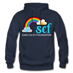 Unisex Adult Pullover Hoodie – Heart;(WordCloud)/SCF Classic Logo - navy