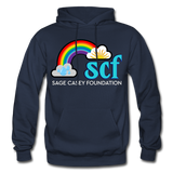 Unisex Adult Pullover Hoodie – Heart;(WordCloud)/SCF Classic Logo - navy