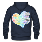 Unisex Adult Pullover Hoodie – Heart;(WordCloud)/SCF Classic Logo - navy