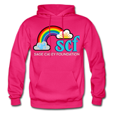 Unisex Adult Pullover Hoodie – Heart;(WordCloud)/SCF Classic Logo - fuchsia