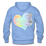 Unisex Adult Pullover Hoodie – Heart;(WordCloud)/SCF Classic Logo - carolina blue