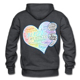 Unisex Adult Pullover Hoodie – Heart;(WordCloud)/SCF Classic Logo - charcoal gray