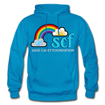 Unisex Adult Pullover Hoodie – Heart;(WordCloud)/SCF Classic Logo - turquoise