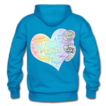 Unisex Adult Pullover Hoodie – Heart;(WordCloud)/SCF Classic Logo - turquoise