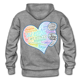 Unisex Adult Pullover Hoodie – Heart;(WordCloud)/SCF Classic Logo - graphite heather