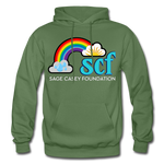 Unisex Adult Pullover Hoodie – Heart;(WordCloud)/SCF Classic Logo - military green