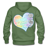 Unisex Adult Pullover Hoodie – Heart;(WordCloud)/SCF Classic Logo - military green