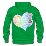 Unisex Adult Pullover Hoodie – Heart;(WordCloud)/SCF Classic Logo - kelly green