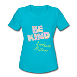 Women's Athletic T-Shirt - Be Kind WordCloud - turquoise