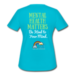 Women's Athletic T-Shirt - Be Kind WordCloud - turquoise