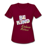 Women's Athletic T-Shirt - Be Kind WordCloud - burgundy