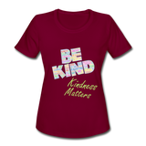 Women's Athletic T-Shirt - Be Kind WordCloud - burgundy