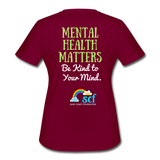 Women's Athletic T-Shirt - Be Kind WordCloud - burgundy