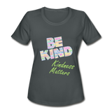 Women's Athletic T-Shirt - Be Kind WordCloud - charcoal