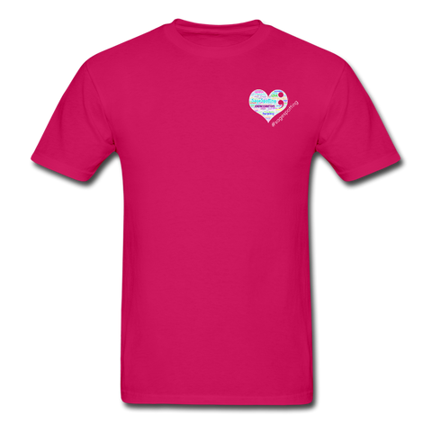 Unisex T-Shirt - Pocket Heart Semicolon/Classic SCF Logo - fuchsia