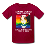 Kids' T-Shirt - Sage Art by Tin Crow Art/Classic SCF Logo - dark red