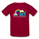 Kids' T-Shirt - Sage Art by Tin Crow Art/Classic SCF Logo - dark red