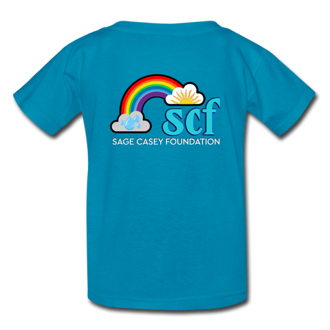 Kids' T-Shirt - Sage Art by Tin Crow Art/Classic SCF Logo - turquoise