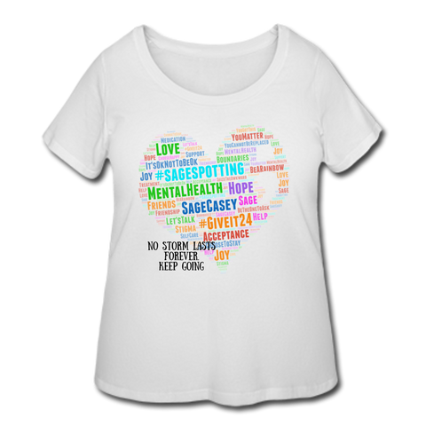 Women's Curvy T-Shirt - Heart Semicolon WordCloud - white